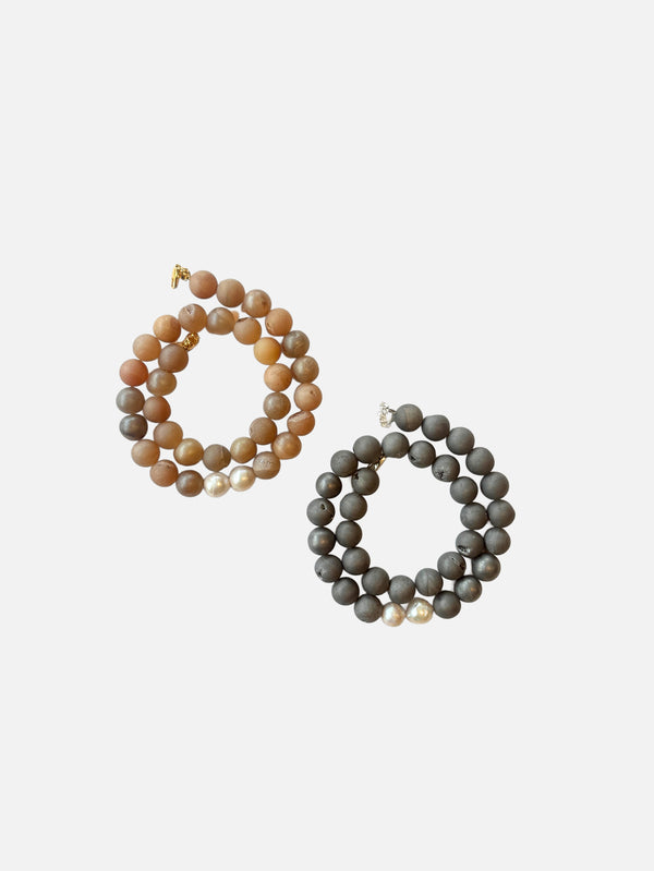 L'ATELIER DES PERLES - KOLYE - Lune Druzy Akik Taşı ve Barok İncili Kolye - shopi go'da!.