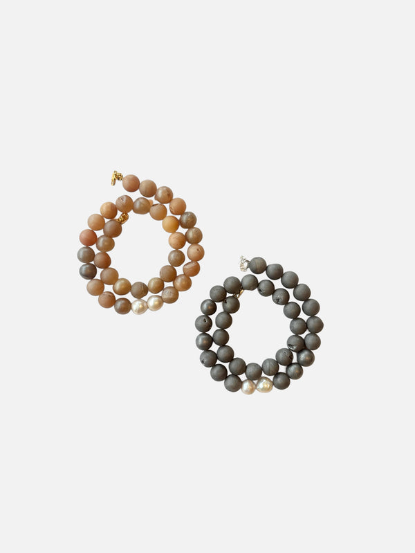 L'ATELIER DES PERLES - KOLYE - LunePoudre Druzy Akik Taşı ve Barok İncili Kolye - shopi go'da!.