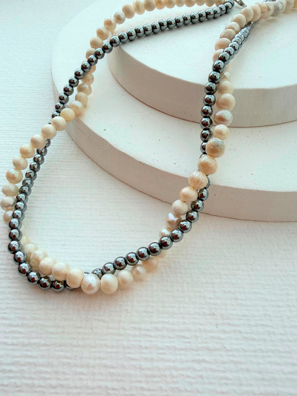 L'ATELIER DES PERLES - KOLYE - Silva Doğal Hematit Taşlı Barok İncili Gümüş Kolye - shopi go'da!.