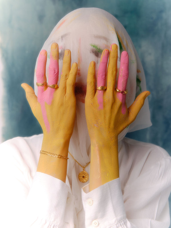 JEWELS FOR JOY, Lal taşlı altın kaplama gümüş daire kolye ucu - Explosion, KOLYE UCU, shopi go'da!