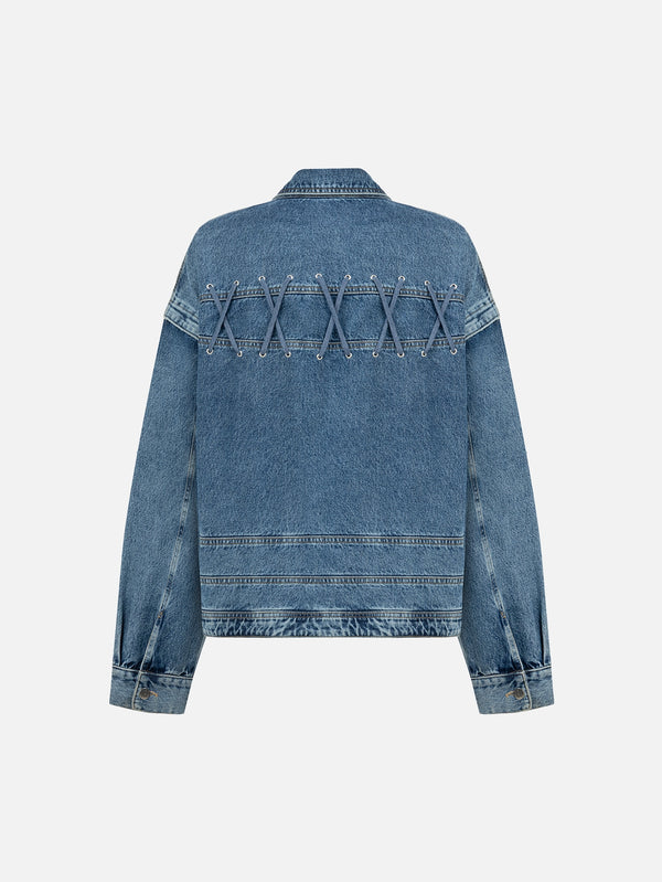 MANAS STUDIO - CEKET - Sol Denim Jacket - Blue - shopi go'da!.