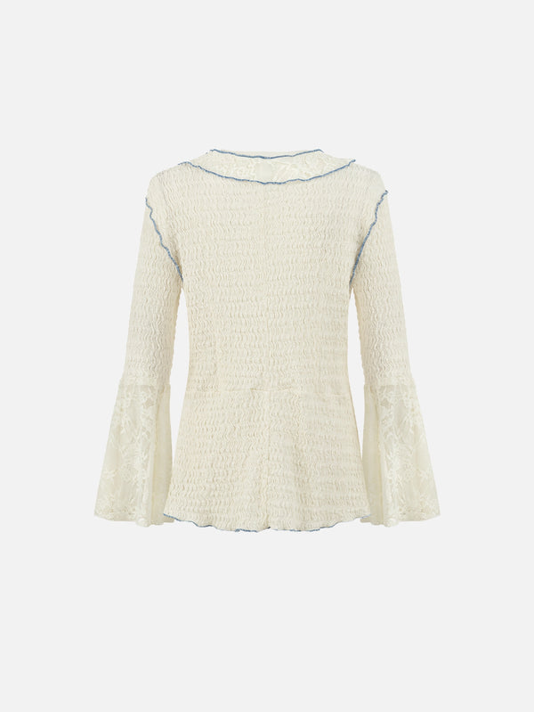 MANAS STUDIO - HIRKA - Lunara Lighweith Cardigan - Ecru - shopi go'da!.