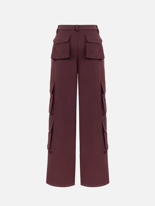 MANAS STUDIO - PANTOLON - Shyla Cargo Pants - Burgundy - shopi go'da!.