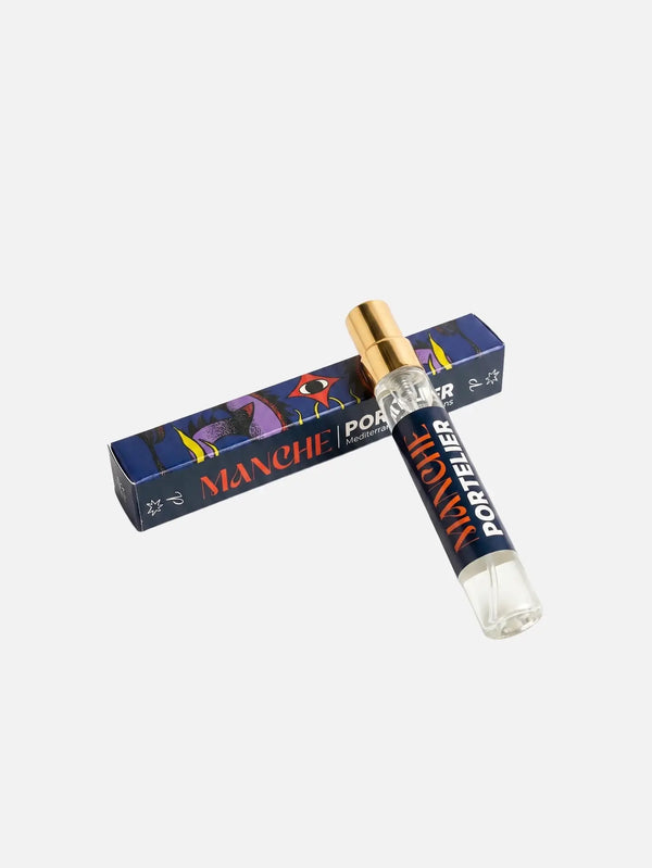 PORTELIER Manche 10 ml – lacivert şişe, altın kapak, yan görünüm