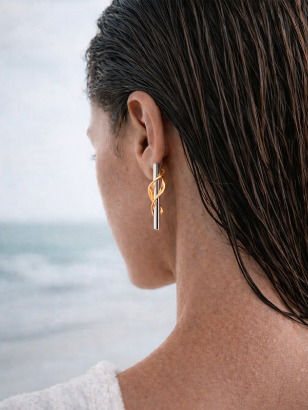 MAREE - KÜPE - Palermo Earrings - Silver/Gold - shopi go'da!.