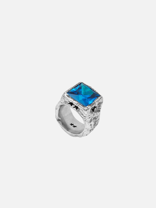 Blue Stone Stamp - Silver