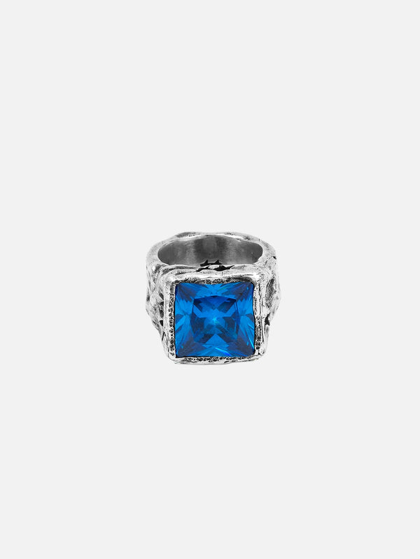Blue Stone Stamp - Silver