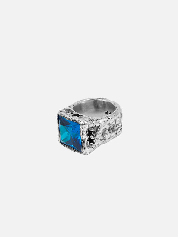 Blue Stone Stamp - Silver