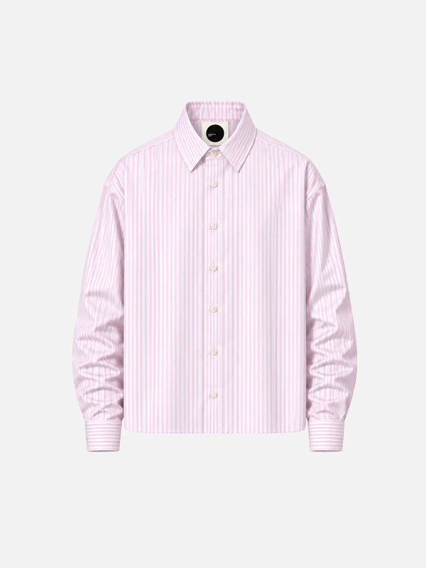 shopi go Meguro Regular Shirt - Pink & White – Pink & White, ön görünüm