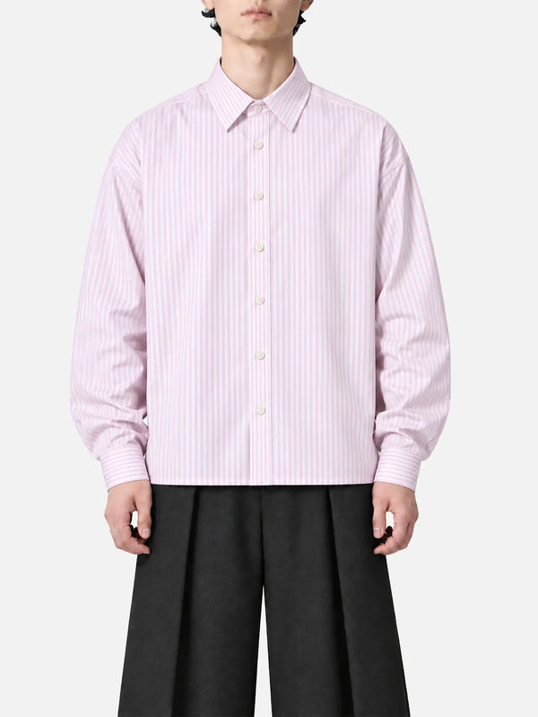 shopi go Meguro Regular Shirt - Pink & White – ön görünüm