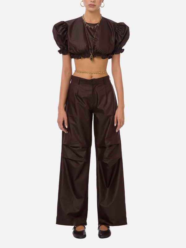 MI MAGIC LOVE - BLUZ - Mimi Crop Top - Brown - shopi go'da!.