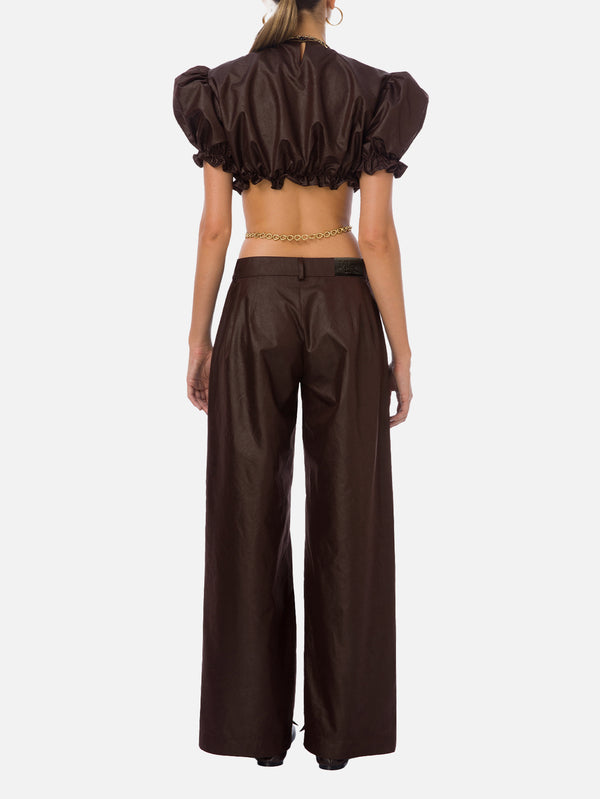 MI MAGIC LOVE - BLUZ - Mimi Crop Top - Brown - shopi go'da!.