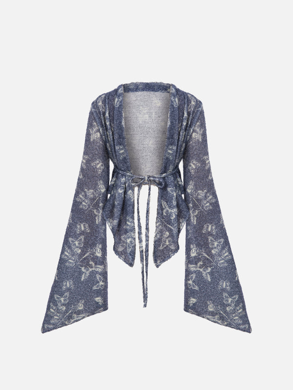 MI MAGIC LOVE - BLUZ - Cecillia Knit Top - Blue Butterfly Patterned - shopi go'da!.