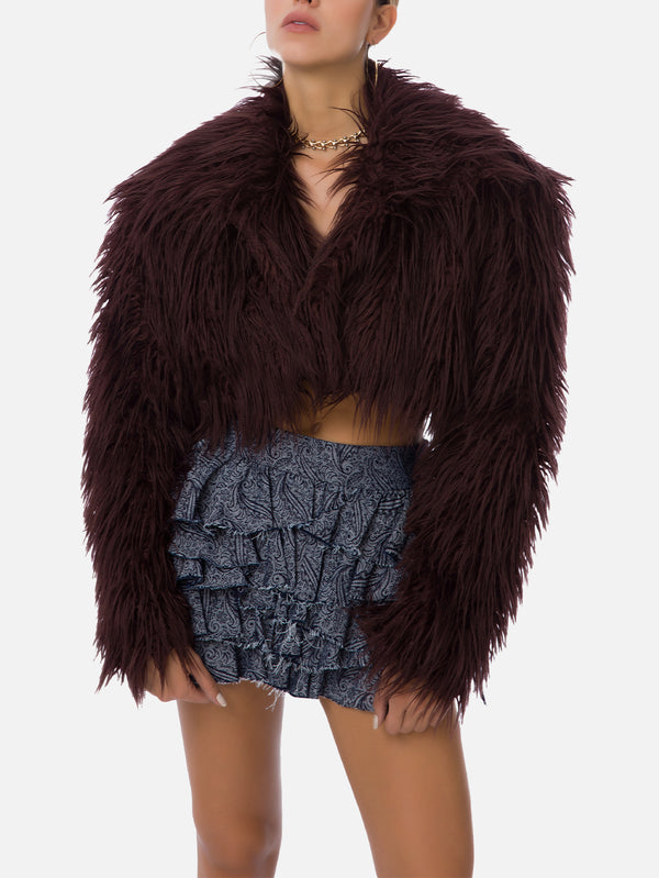 MI MAGIC LOVE - CEKET - Rare Fur Jacket - Maroon - shopi go'da!.