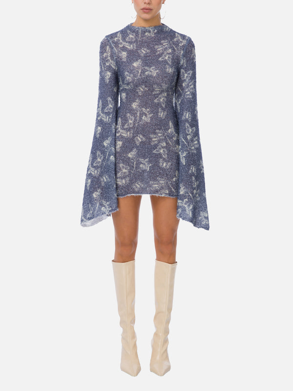 MI MAGIC LOVE - ELBİSE - Yume Knit Dress - Blue Butterfly Patterned - shopi go'da!.