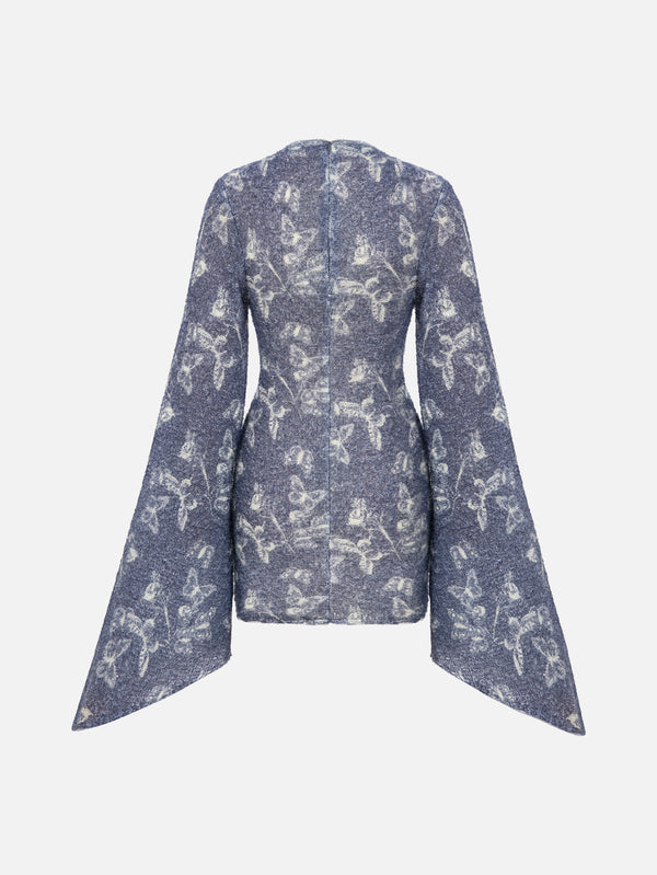 MI MAGIC LOVE - ELBİSE - Yume Knit Dress - Blue Butterfly Patterned - shopi go'da!.