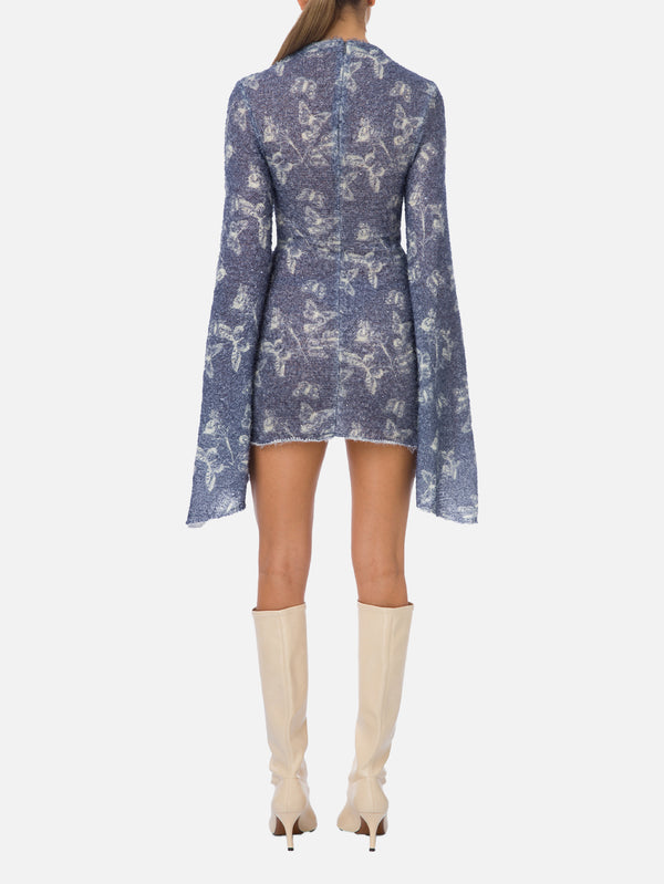 MI MAGIC LOVE - ELBİSE - Yume Knit Dress - Blue Butterfly Patterned - shopi go'da!.