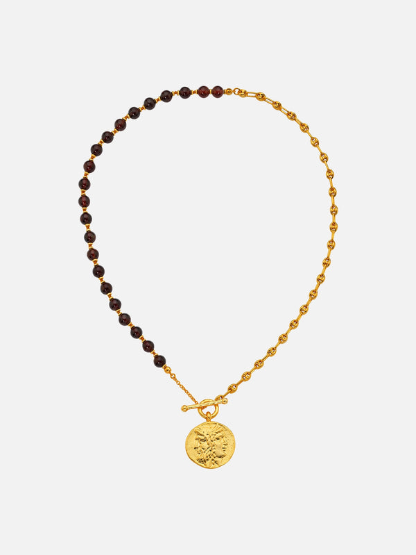 MICHAEL'S - KOLYE - Garnet Tenedos Coin River Kolye - shopi go'da!.