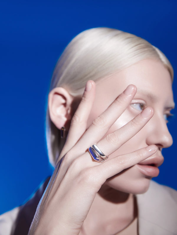 MISHKA - YÜZÜK - Blue Edge Ring  - Silver - shopi go'da!.