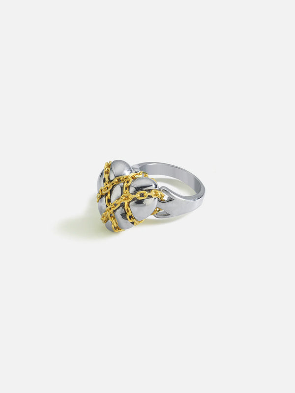 MISHKA - YÜZÜK - Chained Love Ring - Silver/Gold - shopi go'da!.