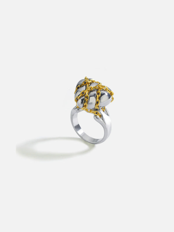 MISHKA - YÜZÜK - Chained Love Ring - Silver/Gold - shopi go'da!.