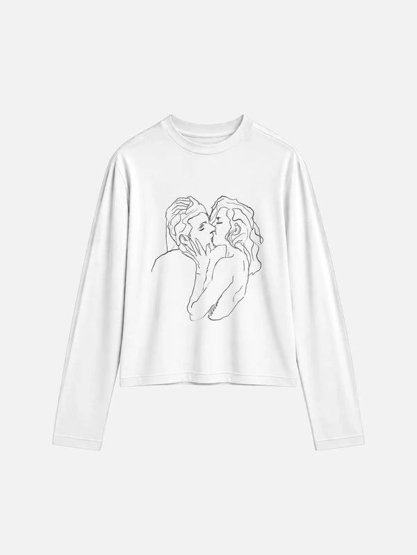 shopi go Mizuho Printed LS T-Shirt – beyaz, ön görünüm