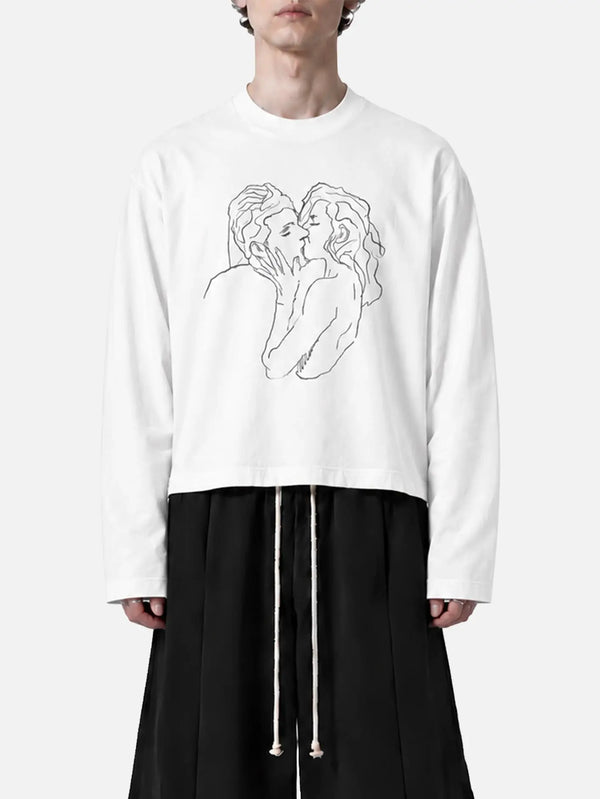 shopi go Mizuho Printed LS T-Shirt - White – White, önden görünüm
