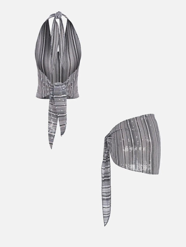 MI MAGIC LOVE Muse Gray Sequinn Set – gri, iki parçalı, önden görünüm