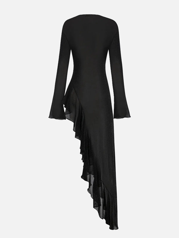 MI MAGIC LOVE Nalu Black Glitter Dress – Black Glitter, arka görünüm