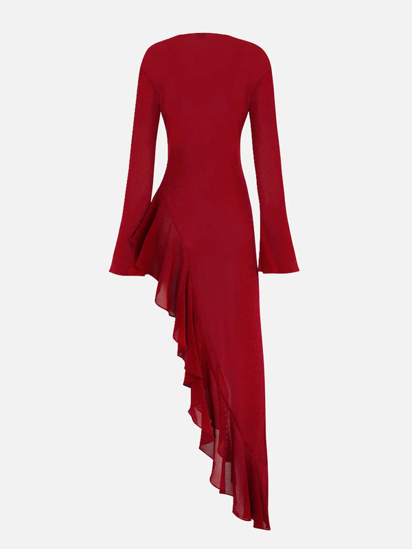 MI MAGIC LOVE Nalu Red Glitter Dress – red glitter, arka görünüm