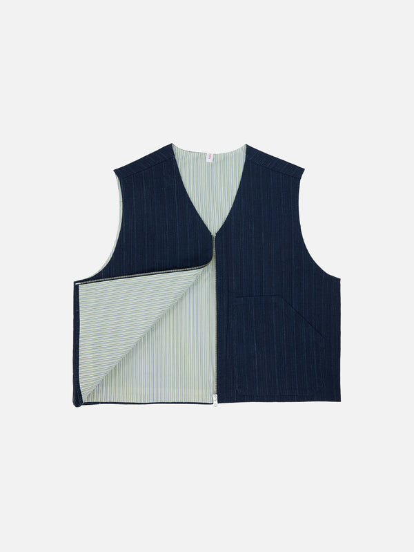 BE.MURPHY, Zipper Vest - Navy, YELEK, shopi go'da!