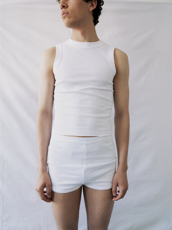 NENNI, Ribbed Cotton Tank Top - White, ATLET, shopi go'da!