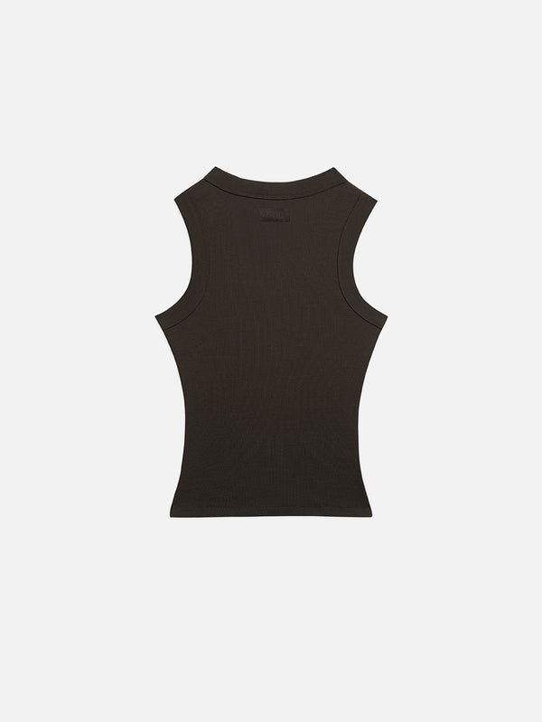 NENNI, Ribbed Cotton Tank Top - Brown, ATLET, shopi go'da!