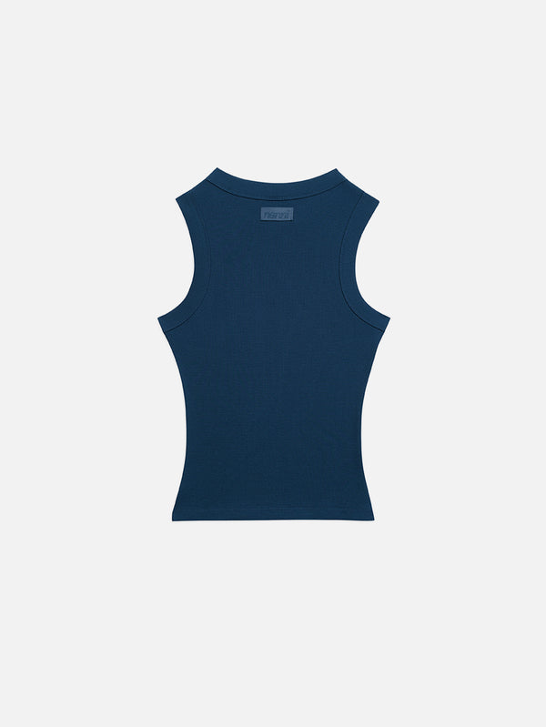 NENNI, Ribbed Cotton Tank Top - Blue, ATLET, shopi go'da!