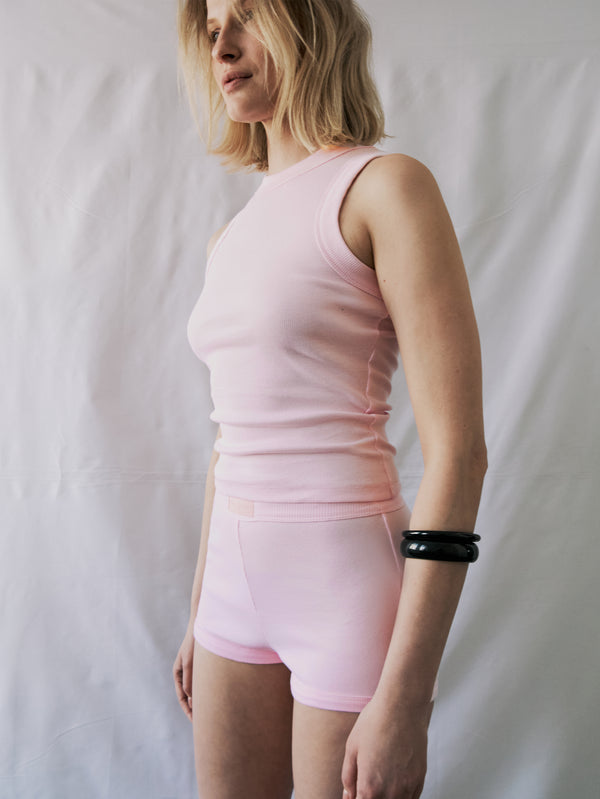 NENNI, Ribbed Cotton Short - Pink, ŞORT, shopi go'da!