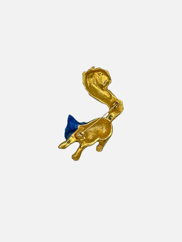 NES VINTAGE - BROŞ - Vintage Gold Plated Blue Enamel Squirrel Brooch with Green Eyes - shopi go'da!.