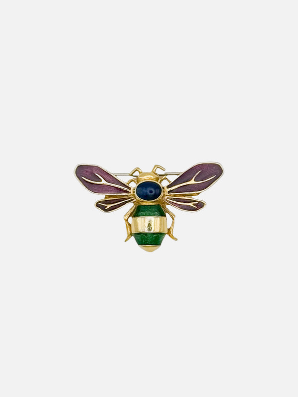 NES VINTAGE - BROŞ - Vintage Gold Plated Emerald Green Navy & Burgundy Enamel Butterfly Brooch - shopi go'da!.