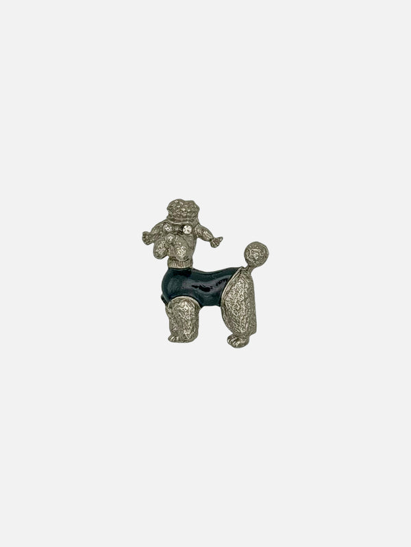 NES VINTAGE - BROŞ - Vintage Silver Tone Black Enamel Poodle Brooch - shopi go'da!.