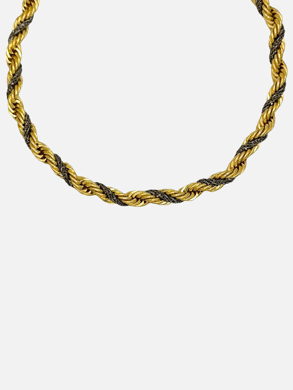 NES VINTAGE - KOLYE - Vintage Gold & Silver Plated Rope Twist Necklace - shopi go'da!.