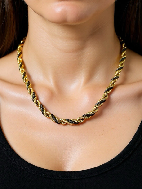 NES VINTAGE - KOLYE - Vintage Gold & Silver Plated Rope Twist Necklace - shopi go'da!.