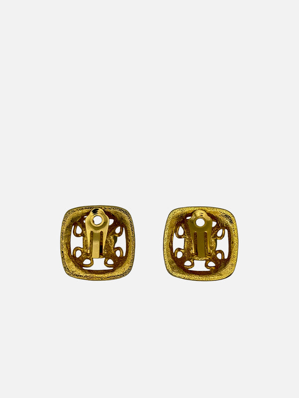NES VINTAGE - KÜPE - Vintage Navy & Emerald Green Enamel Faux Pearl Embellishment Earrings - shopi go'da!.