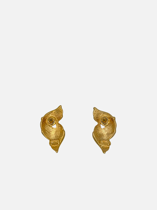NES VINTAGE - KÜPE - Vintage Ribbon Design Navy & Emerald Green Enamel Earrings - shopi go'da!.