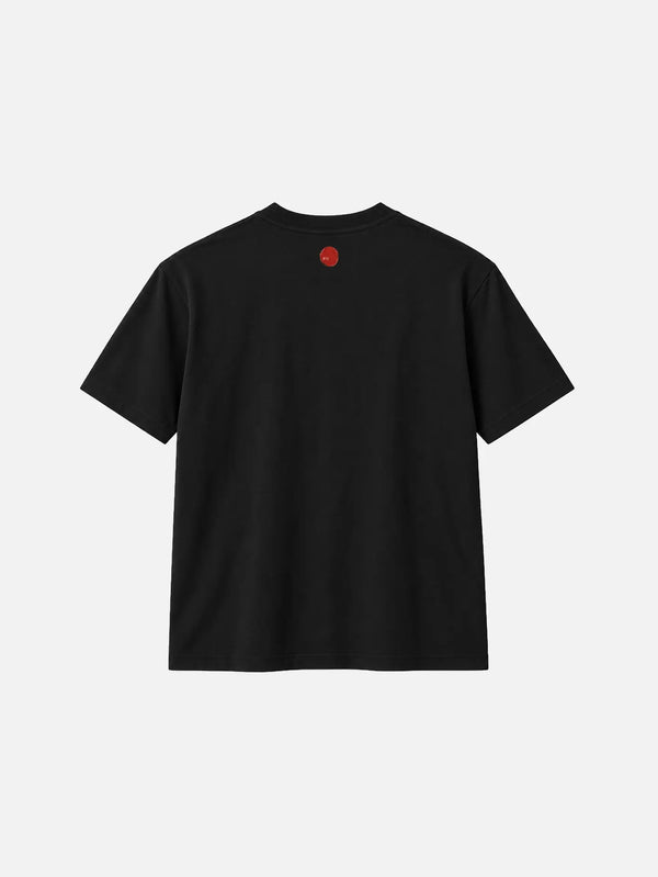 shopi go Noda Regular T-Shirt – Black, arka görünüm, kırmızı daire logosu