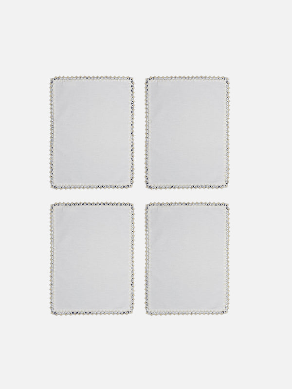 OHM HANDMADE - AMERİKAN SERVİS - Amerikan Servis 4'Lü Set - Beyaz Bej - shopi go'da!.