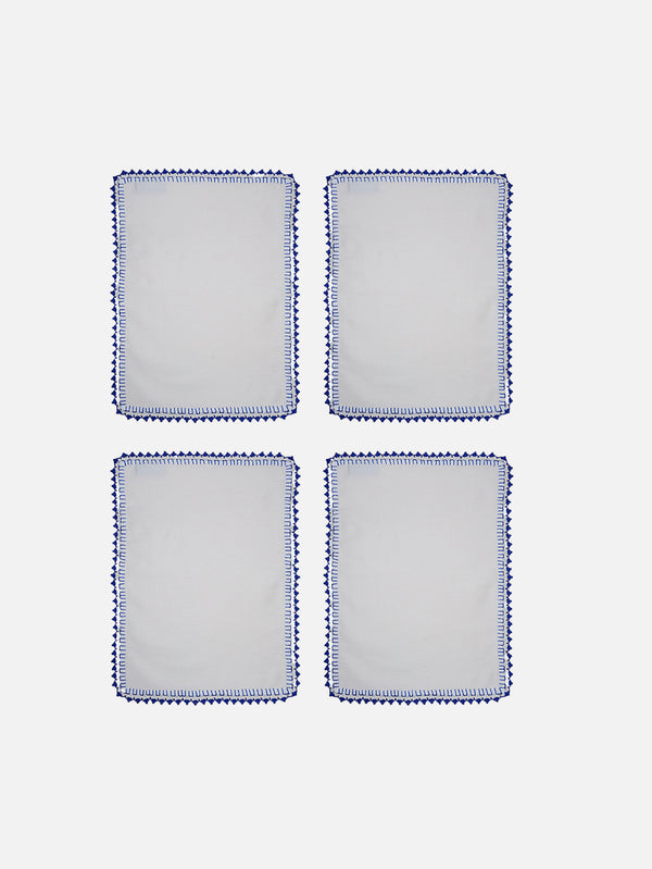 OHM HANDMADE - AMERİKAN SERVİS - Amerikan Servis 4'Lü Set - Beyaz Mavi - shopi go'da!.