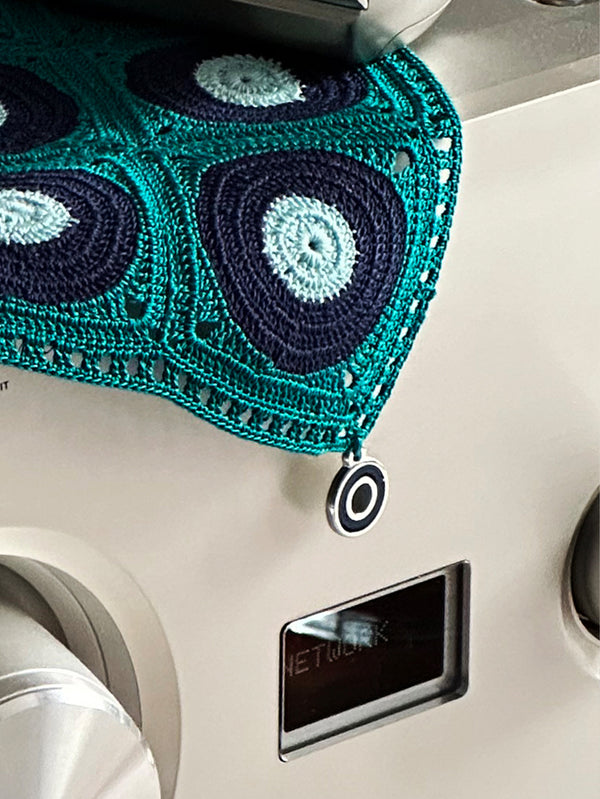 OHM HANDMADE - DANTEL ÖRTÜ - Evil Eye Dantel Örtü - Yeşil Lacivert Mavi - shopi go'da!.