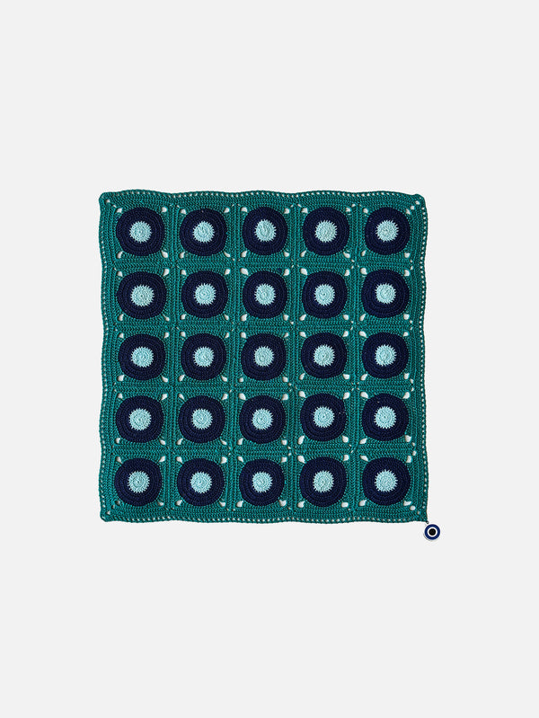 OHM HANDMADE - DANTEL ÖRTÜ - Evil Eye Dantel Örtü - Yeşil Lacivert Mavi - shopi go'da!.