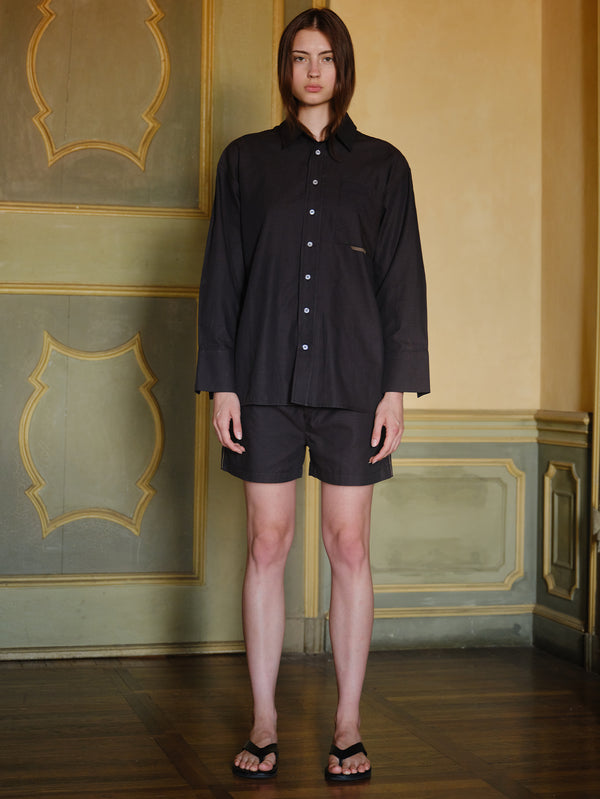 NENNI, Oxford Cotton Shorts - Brown, ŞORT, shopi go'da!