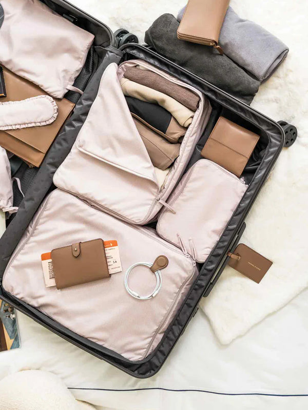 PACK'N TRAVEL - VALİZ DÜZENLEYİCİ SET - Pasaport Kılıfı ve Valiz Tagi - Bej - shopi go'da!.