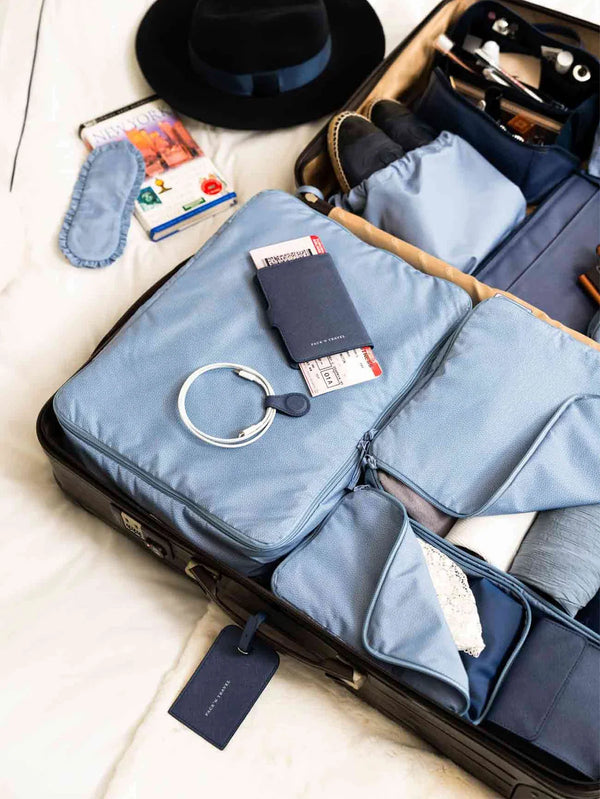 PACK'N TRAVEL - VALİZ DÜZENLEYİCİ SET - Pasaport Kılıfı ve Valiz Tagi - Lacivert - shopi go'da!.